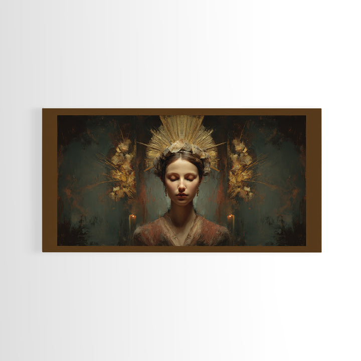 Gold Halo Portrait Canvas Print, Renaissanceinspired Art, Luxury Decor, Living Room Decor, Fine Art, Classic, Printable Art, REN-2x1-73