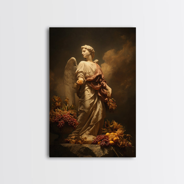 Classical Angel Study Canvas Print, Renaissanceinspired Art, Floral Painting, Living Room Decor, Fine Art, Classic, Art Print, REN-2x3-10