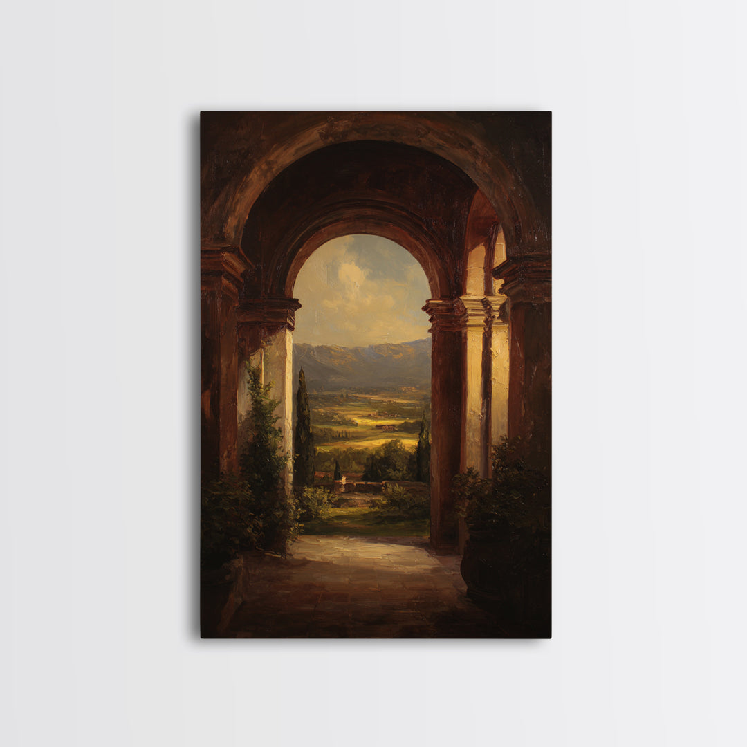 Architectural Arch with Italian Landscape Beyond Canvas Print, Renaissanceinspired Art, Jesus Art, Living Room Decor, Classic, REN-2x3-19