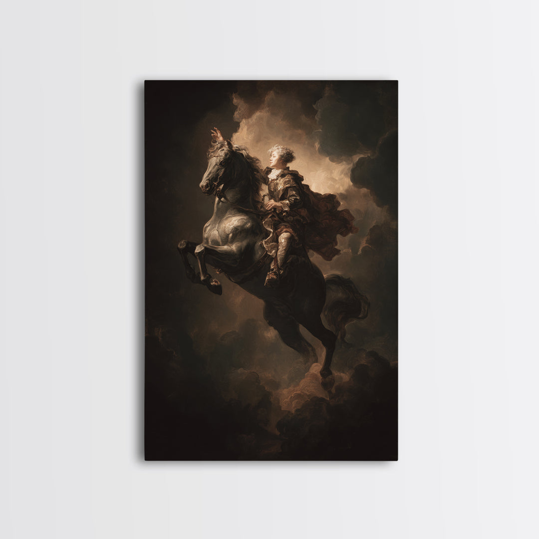 Classical Horse and Rider Framed Canvas Print, Renaissanceinspired Art, Modern Decor, Living Room Decor, Abstract Art, Classic, REN-2x3-41