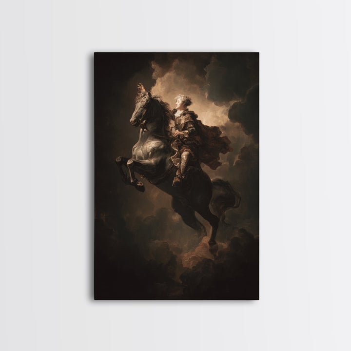 Classical Horse and Rider Framed Canvas Print, Renaissanceinspired Art, Modern Decor, Living Room Decor, Abstract Art, Classic, REN-2x3-41