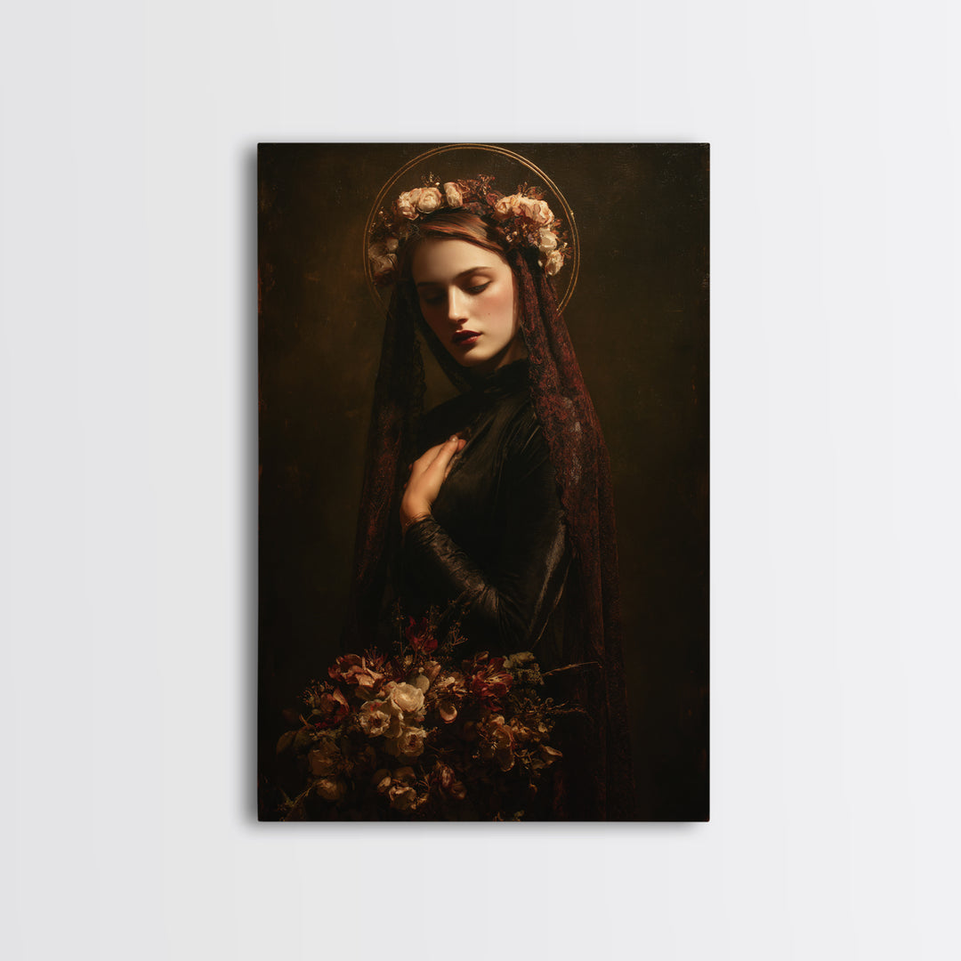 Madonna Like Portrait Canvas Print, Renaissanceinspired Art, Minimalist Decor, Living Room Decor, Fine Art, Classic, Jesus Art, REN-2x3-57