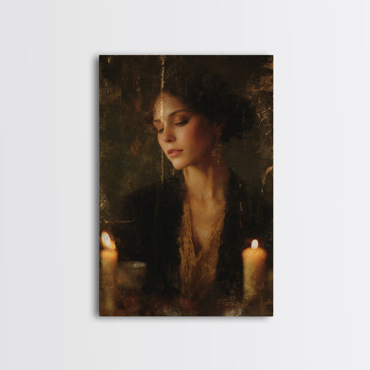 Gold Halo Portrait Canvas Print, Renaissanceinspired Art, Luxury Decor, Living Room Decor, Fine Art, Classic, Printable Art, REN-2x3-61