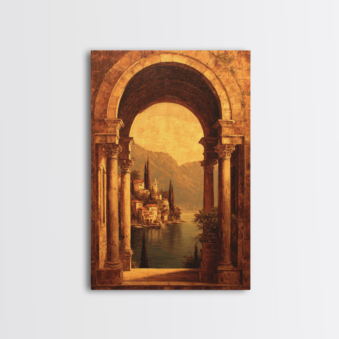 Architectural Arch with Italian Landscape Beyond Canvas Print, Renaissanceinspired Art, Luxury Decor, Living Room Decor, REN-2x3-91