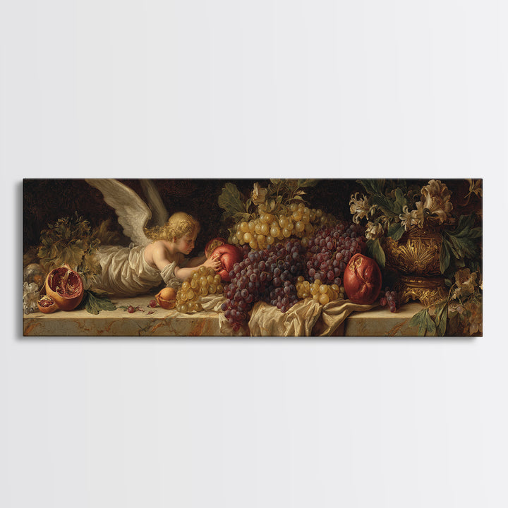 Classical Angel Study Framed Canvas Print, Renaissanceinspired Art, Contemporary Art, Living Room Decor, Fine Art, Classic, REN-3x1-18