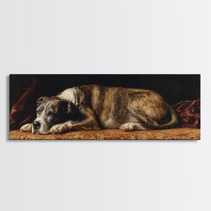 Noble Dog Portrait Canvas Print, Renaissanceinspired Art, Floral Painting, Living Room Decor, Fine Art, Classic, Art Print, REN-3x1-36