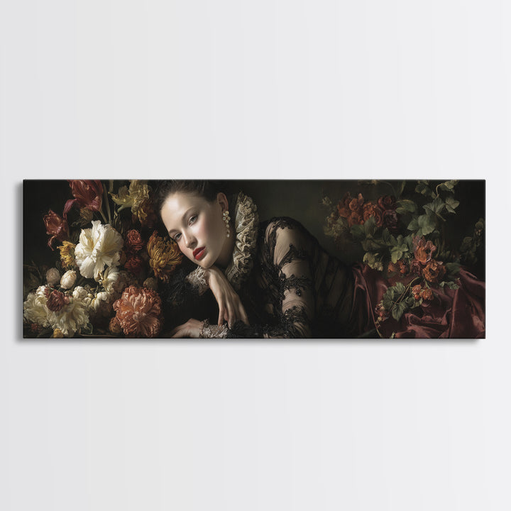 Madonna Like Portrait Canvas Print, Renaissanceinspired Art, Unique Wall Art, Living Room Decor, Classic, Mosaic Wall Art, REN-3x1-41