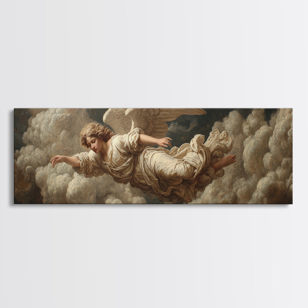 Classical Angel Study Framed Canvas Print, Renaissanceinspired Art, Jesus Art, Living Room Decor, Classic, Fantasy Decor, REN-3x1-90