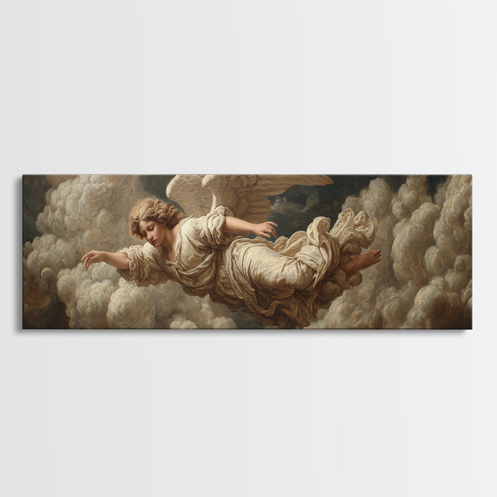 Classical Angel Study Framed Canvas Print, Renaissanceinspired Art, Jesus Art, Living Room Decor, Classic, Fantasy Decor, REN-3x1-90