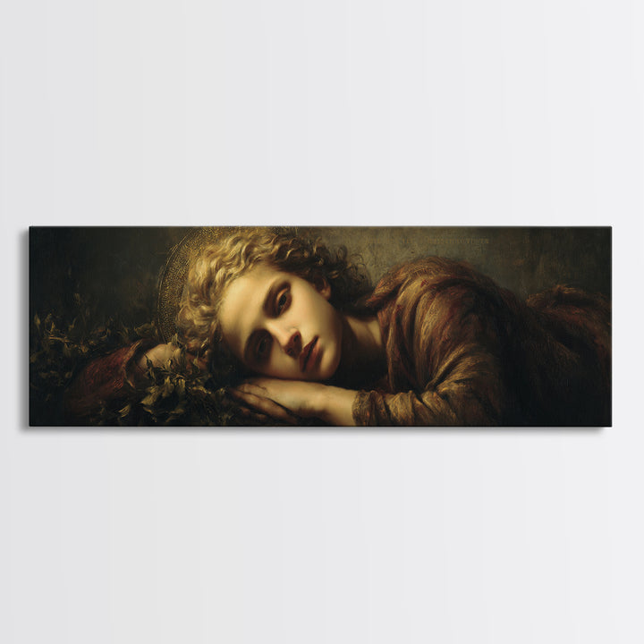 Gold Halo Portrait Canvas Print, Renaissanceinspired Art, Medieval Decor, Living Room Decor, Classic, Elegant Home Decor, REN-3x1-93