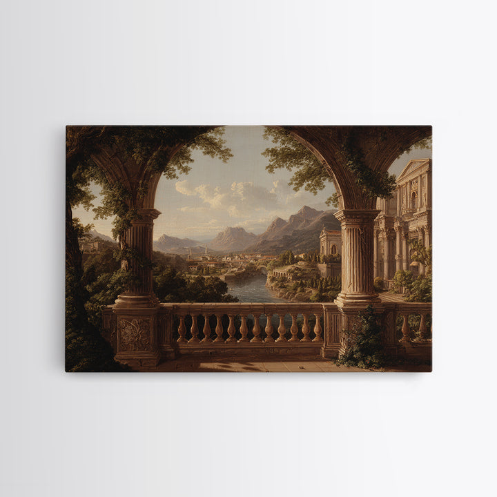 Architectural Arch with Italian Landscape Beyond Canvas Print, Renaissanceinspired Art, Neutral Decor, Living Room Decor, REN-3x2-15