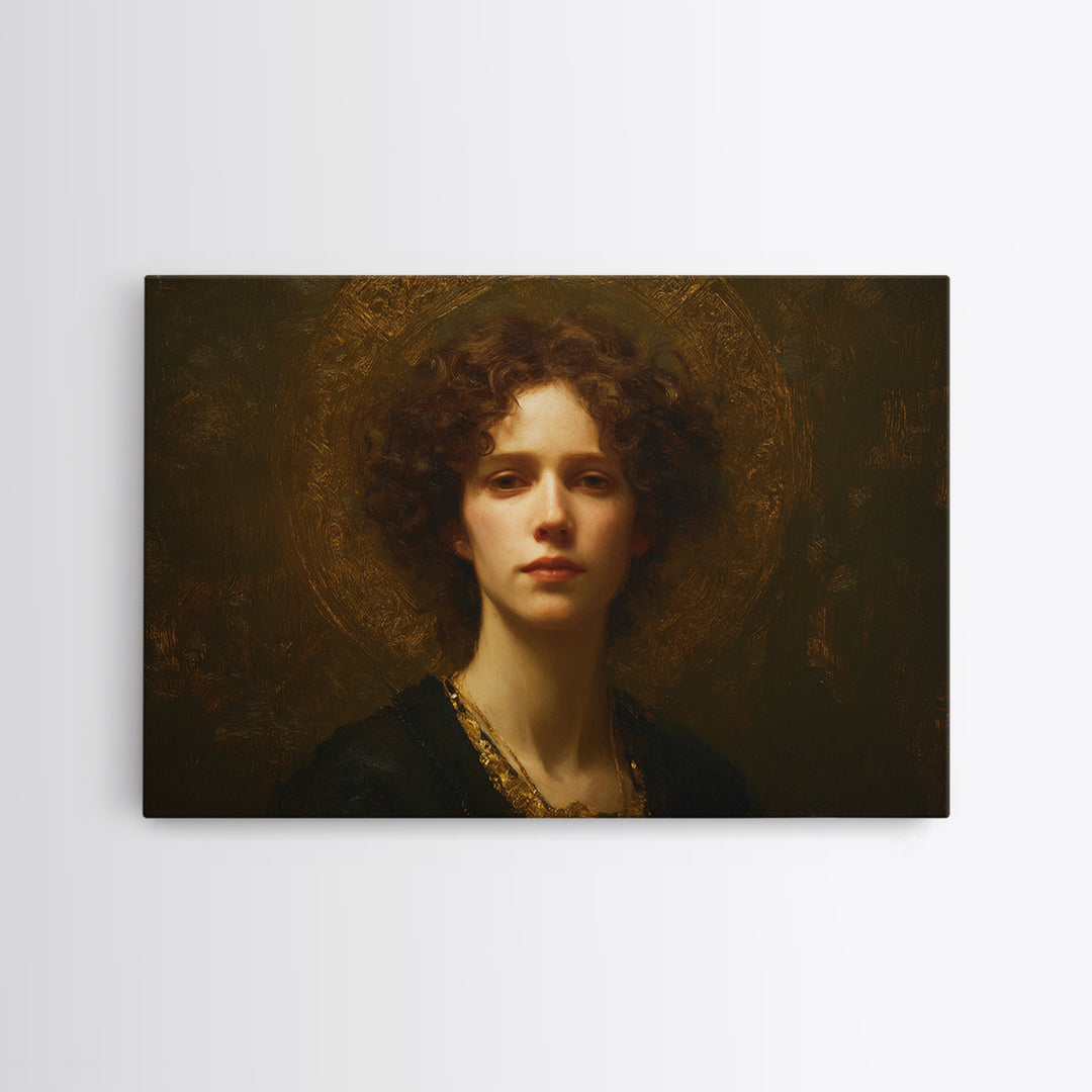 Gold Halo Portrait Canvas Print, Renaissanceinspired Art, Digital Print, Living Room Decor, Fine Art, Classic, Living Room Art, REN-3x2-33