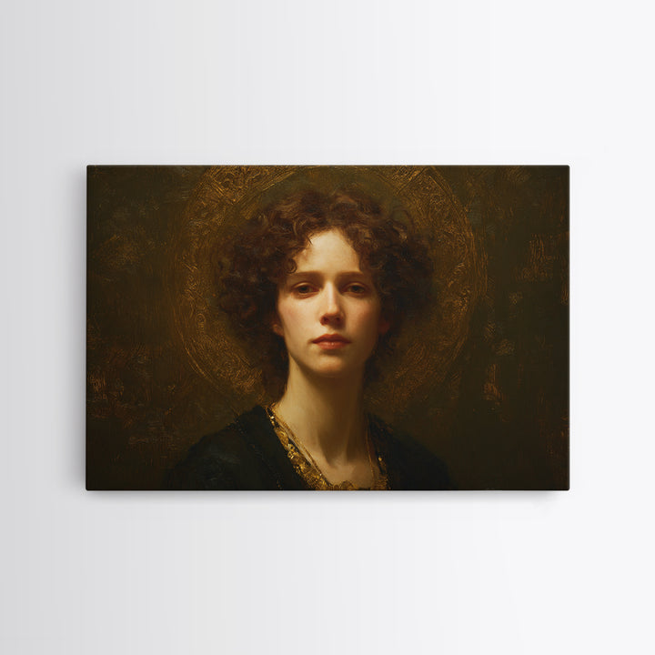 Gold Halo Portrait Canvas Print, Renaissanceinspired Art, Digital Print, Living Room Decor, Fine Art, Classic, Living Room Art, REN-3x2-33