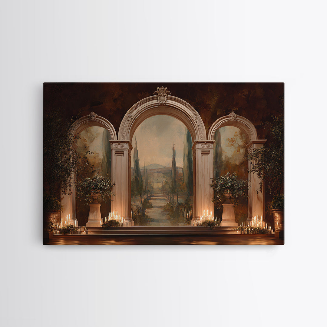 Architectural Arch with Italian Landscape Beyond Canvas Print, Renaissanceinspired Art, Jesus Art, Living Room Decor, Classic, REN-3x2-39