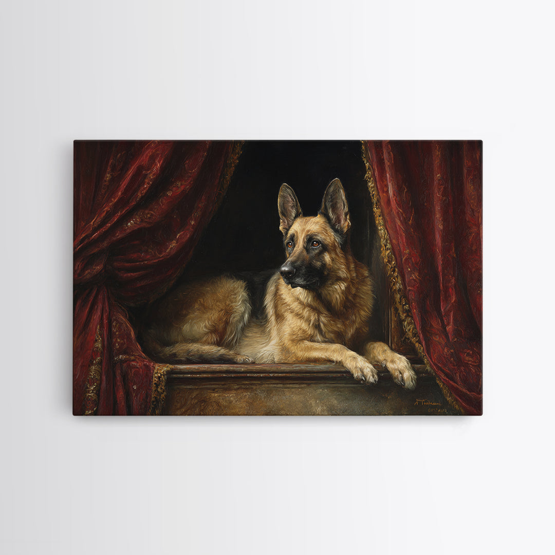 Noble Dog Portrait Canvas Print, Renaissanceinspired Art, Celestial Decor, Living Room Decor, Fine Art, Classic, Yoga Wall Art, REN-3x2-72