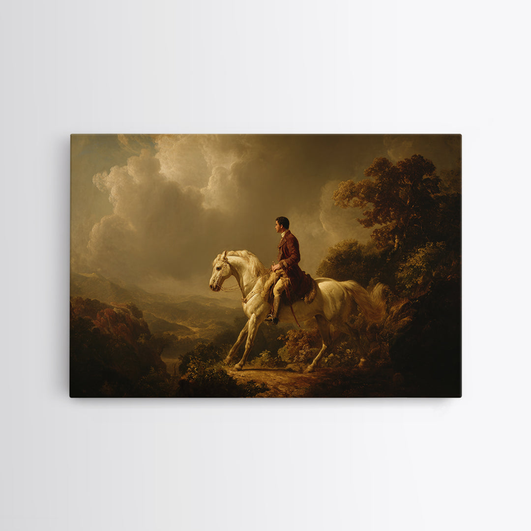 Classical Horse and Rider Framed Canvas Print, Renaissanceinspired Art, Cat Art, Living Room Decor, Fine Art, Classic, REN-3x2-85