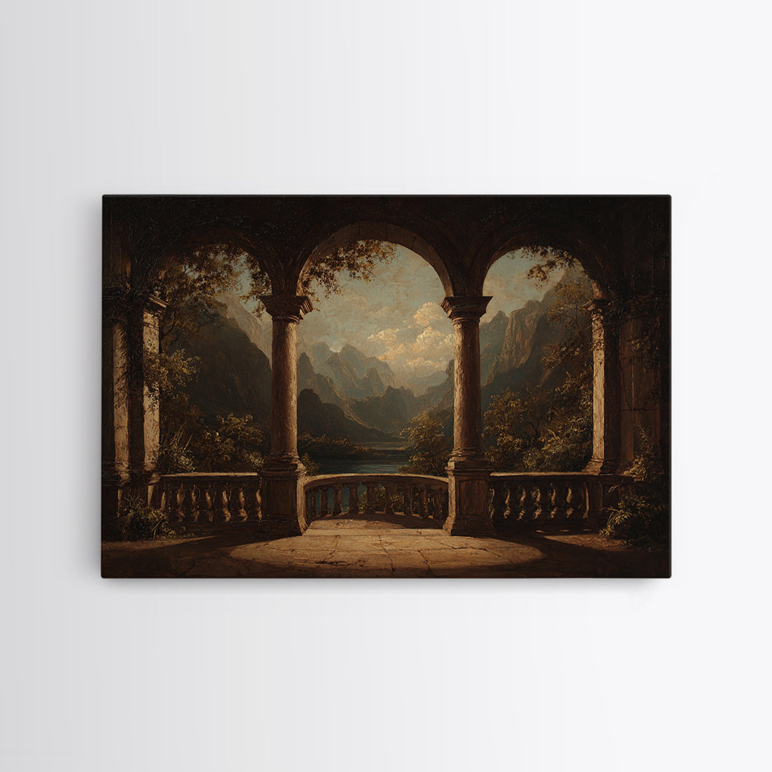 Architectural Arch with Italian Landscape Beyond Canvas Print, Renaissanceinspired Art, Jesus Art, Living Room Decor, Classic, REN-3x2-87