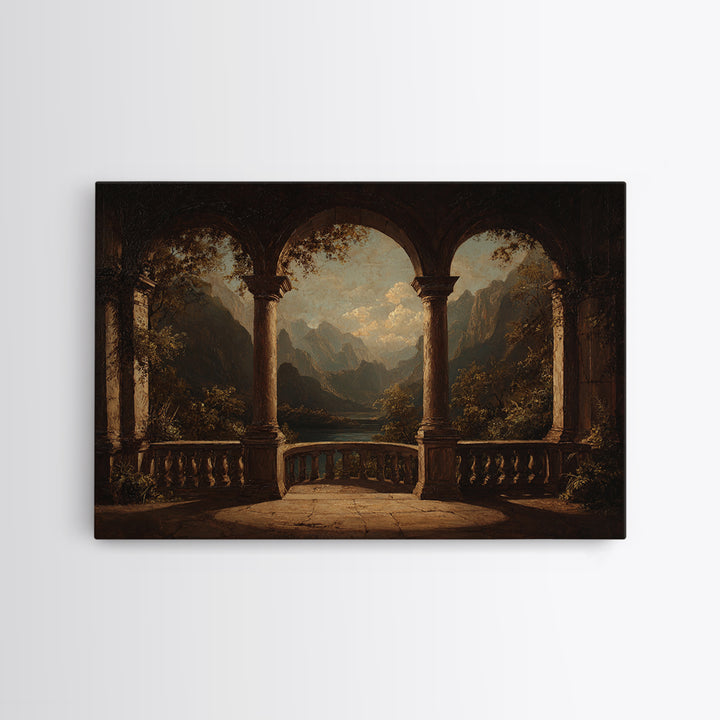 Architectural Arch with Italian Landscape Beyond Canvas Print, Renaissanceinspired Art, Jesus Art, Living Room Decor, Classic, REN-3x2-87