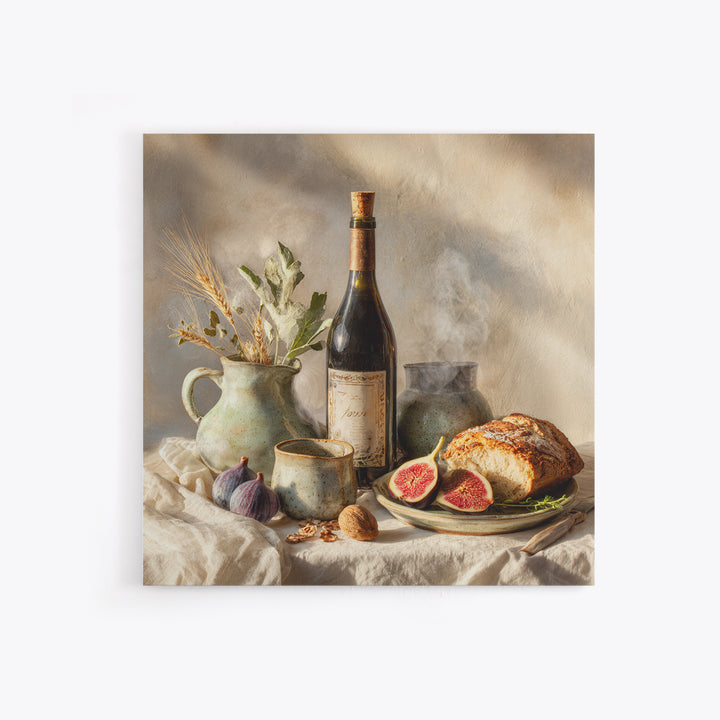 Wine Bottle and Figs Framed Canvas Print, Restaurant Art, Modern Decor, Restaurant Decor, Fine Art, Bistro, Poster, Wall Decor, RES-1x1-1