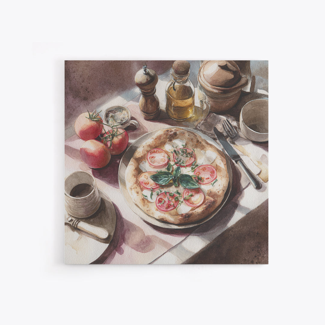 Pizzeria Tomato Basil and Mozzarella Still Life Canvas Print, Restaurant Art, Kitchen Wall Decor, Restaurant Decor, Bistro, RES-1x1-10