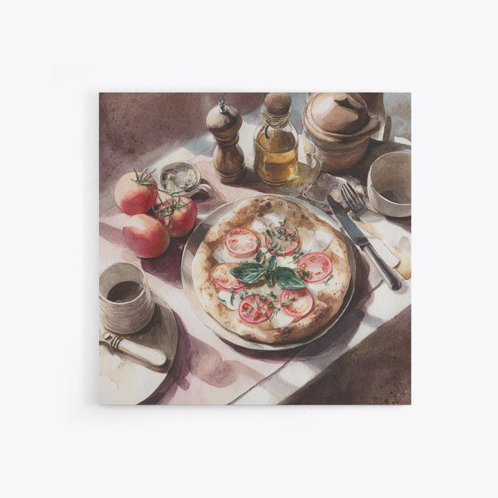 Pizzeria Tomato Basil and Mozzarella Still Life Canvas Print, Restaurant Art, Kitchen Wall Decor, Restaurant Decor, Bistro, RES-1x1-10