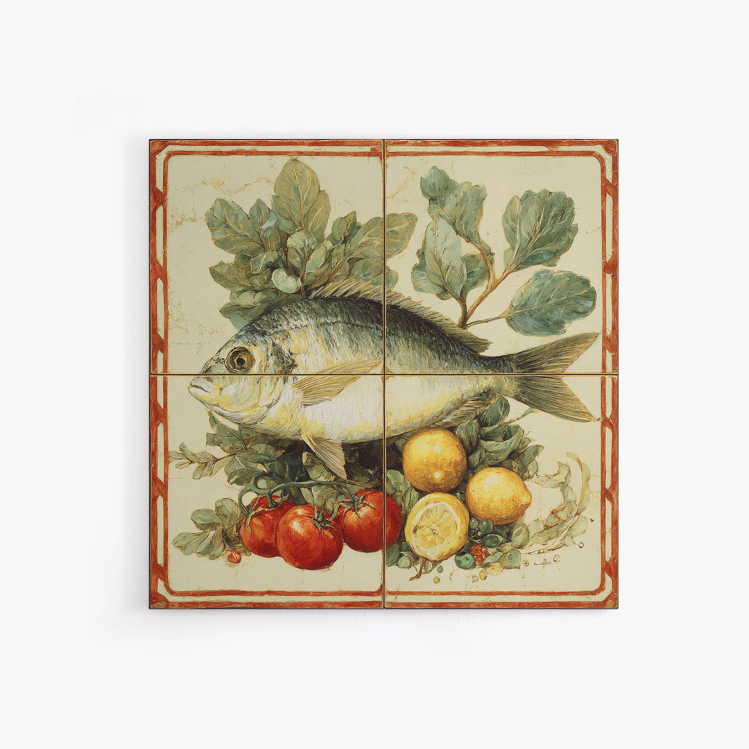 Fresh Fish with Lemon and Herbs Canvas Print, Restaurant Art, Kitchen Decor, Restaurant Decor, Bistro, Bedroom Wall Art, RES-1x1-23
