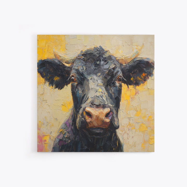 Steakhouse Black and Gold Bull Portrait Canvas Print, Restaurant Art, Living Room Decor, Restaurant Decor, Fine Art, Bistro, RES-1x1-31