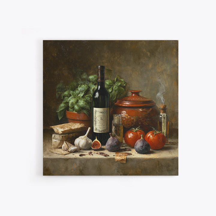 Wine Bottle and Figs Canvas Print, Restaurant Art, Room Decor, Restaurant Decor, Fine Art, Bistro, Framed Wall Art, RES-1x1-49