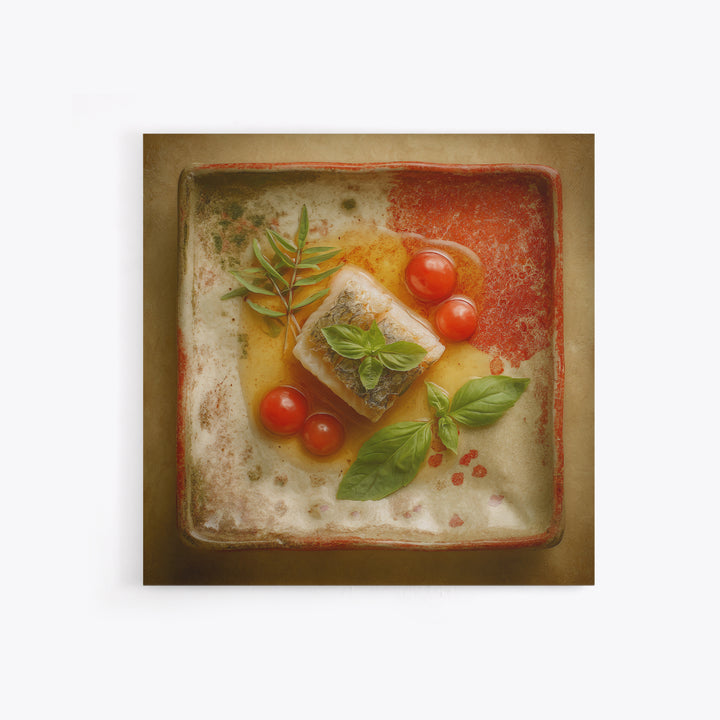 Sushi Fish and Ceramic Plate Composition Canvas Print, Restaurant Art, Fine Art Print, Restaurant Decor, Fine Art, Bistro, RES-1x1-5