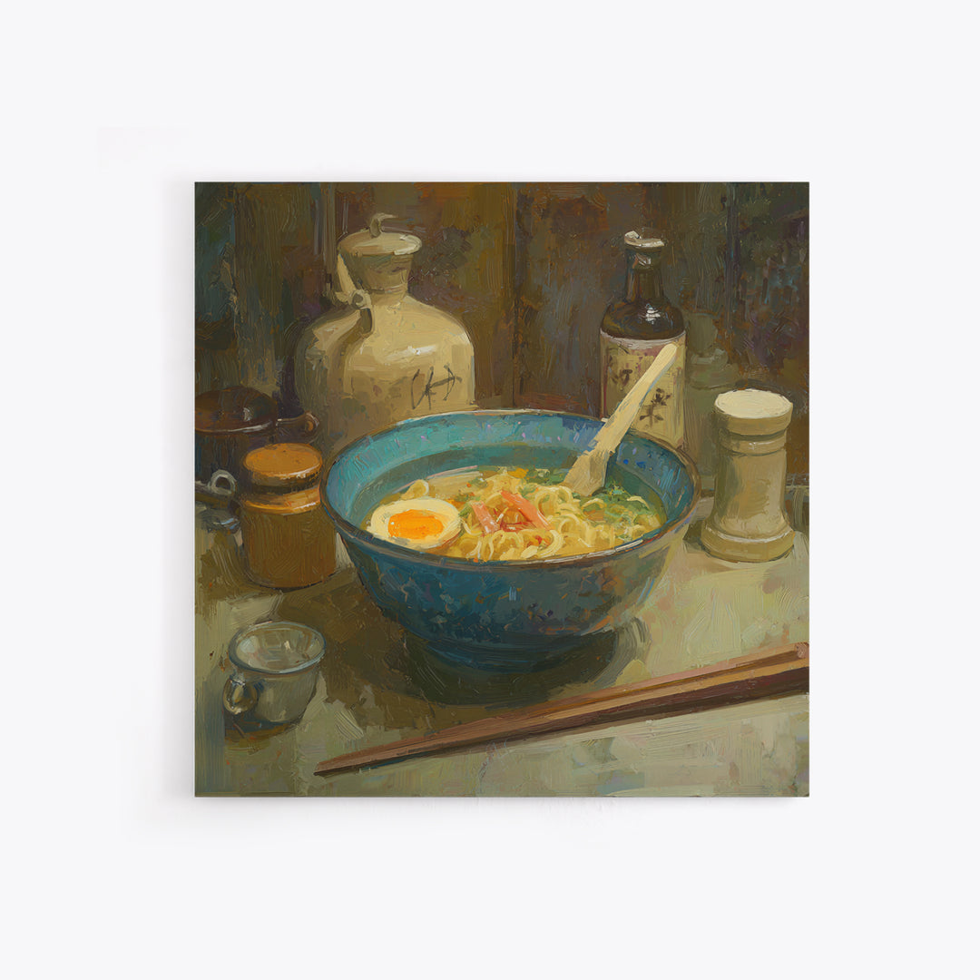 Ramen Bowl Rendered Framed Canvas Print, Restaurant Art, Gallery Decor, Restaurant Decor, Fine Art, Bistro, Wall Art, RES-1x1-62