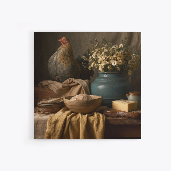 Rooster and Herbs for Farmhouse Restaurant Mood Framed Canvas Print, Restaurant Art, Canvas Print, Restaurant Decor, Bistro, RES-1x1-68