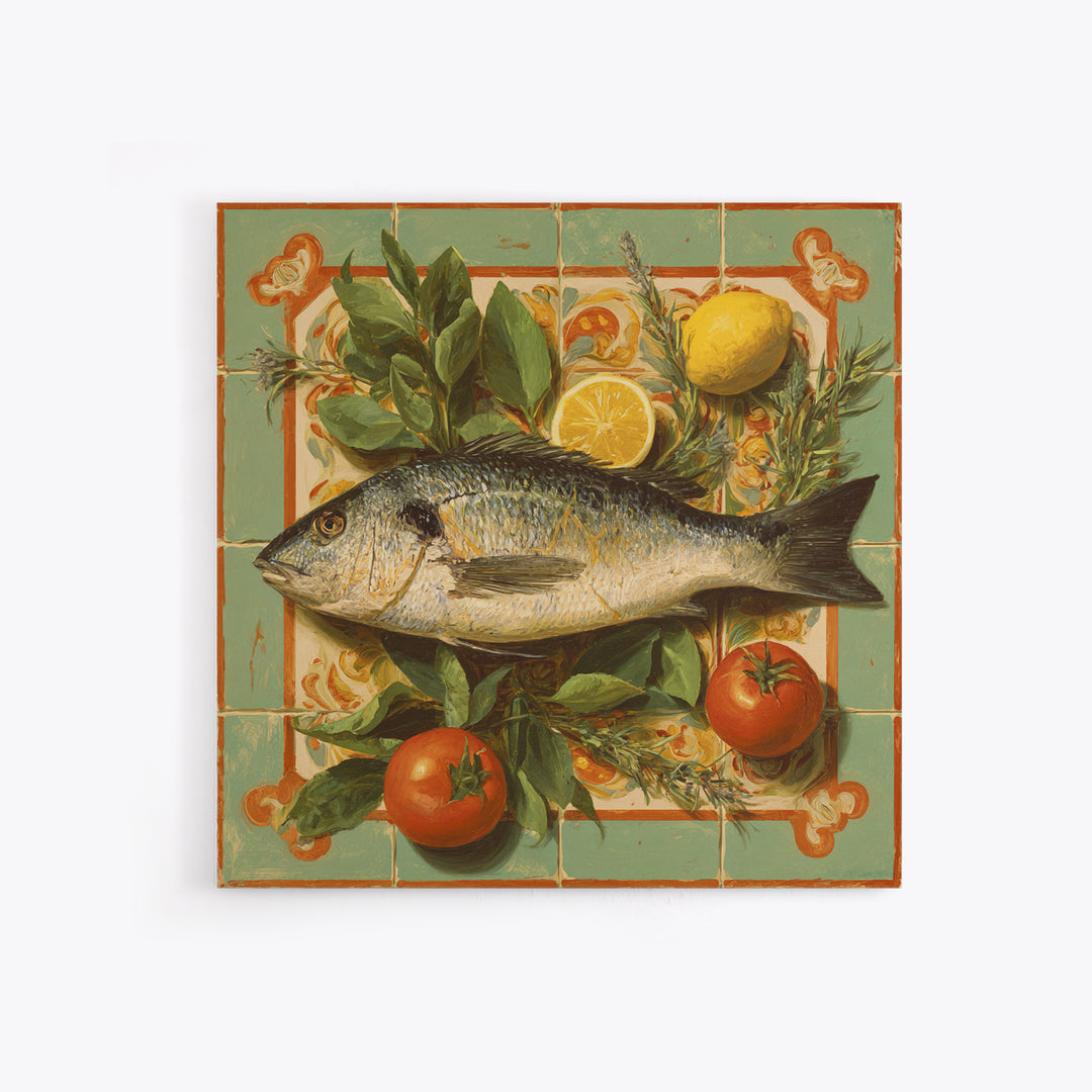 Fresh Fish with Lemon and Herbs Canvas Print, Restaurant Art, Fine Art Print, Restaurant Decor, Fine Art, Bistro, Wall Decor, RES-1x1-95