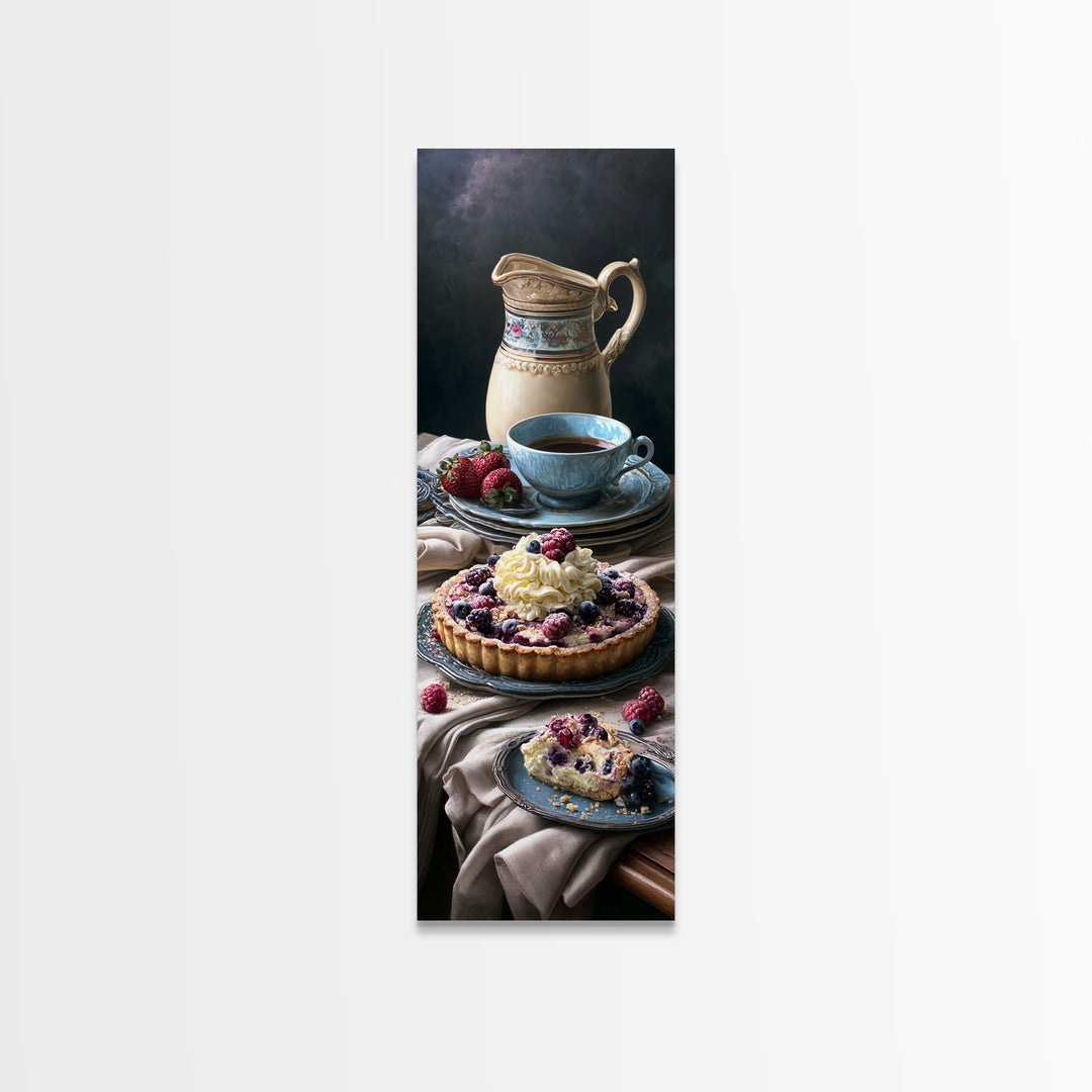 Dessert Tart with Berries and Cream Canvas Print, Restaurant Art, Stained Glass Art, Restaurant Decor, Fine Art, Bistro, RES-1x3-100
