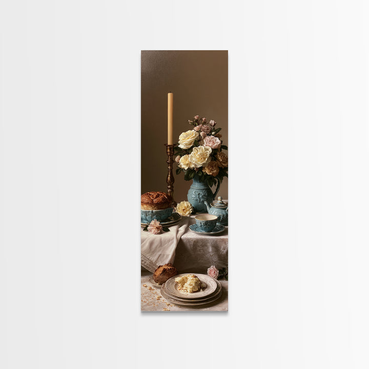 Elegant Table Objects Canvas Print, Restaurant Art, Wall Art, Restaurant Decor, Watercolor Art, Bistro, Digital Print, RES-1x3-12