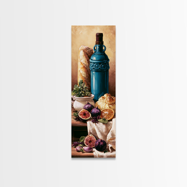 Wine Bottle and Figs Canvas Print, Restaurant Art, Minimalist Decor, Restaurant Decor, Fine Art, Bistro, Kitchen Decor, RES-1x3-13