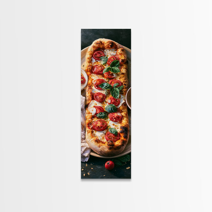 Pizzeria Tomato Basil and Mozzarella Still Life Canvas Print, Restaurant Art, Stained Glass Art, Restaurant Decor, Bistro, RES-1x3-22
