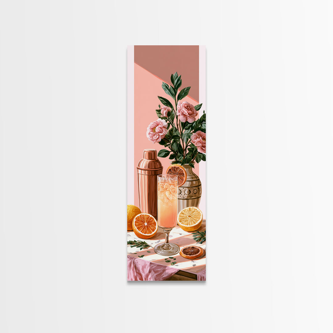 Cocktail and Citrus Bar Composition Canvas Print, Restaurant Art, Printable Art, Restaurant Decor, Bistro, Watercolor Art, RES-1x3-23
