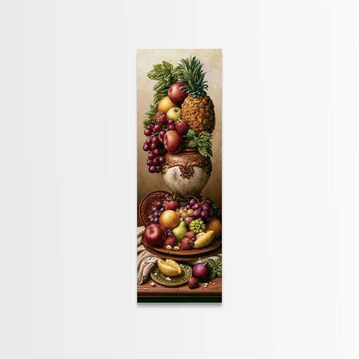 Tropical Fruit Platter Framed Canvas Print, Restaurant Art, Food Art, Restaurant Decor, Oil Painting, Bistro, Minimalist Decor, RES-1x3-30