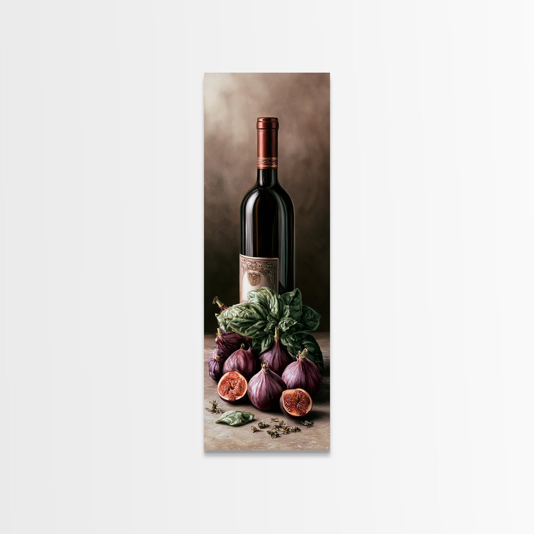 Wine Bottle and Figs Canvas Print, Restaurant Art, Minimalist Decor, Restaurant Decor, Fine Art, Bistro, Kitchen Decor, RES-1x3-37
