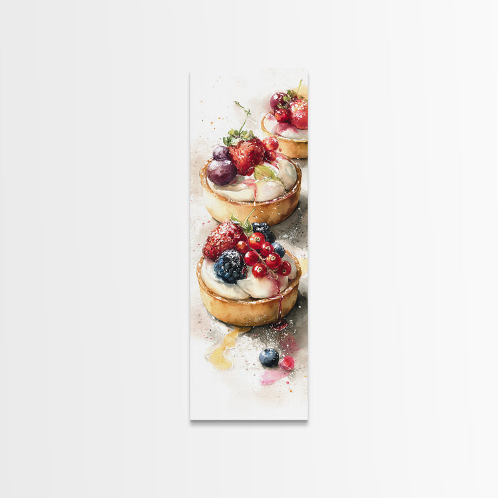 Dessert Tart with Berries and Cream Framed Canvas Print, Restaurant Art, Minimalist Decor, Restaurant Decor, Fine Art, Bistro, RES-1x3-4