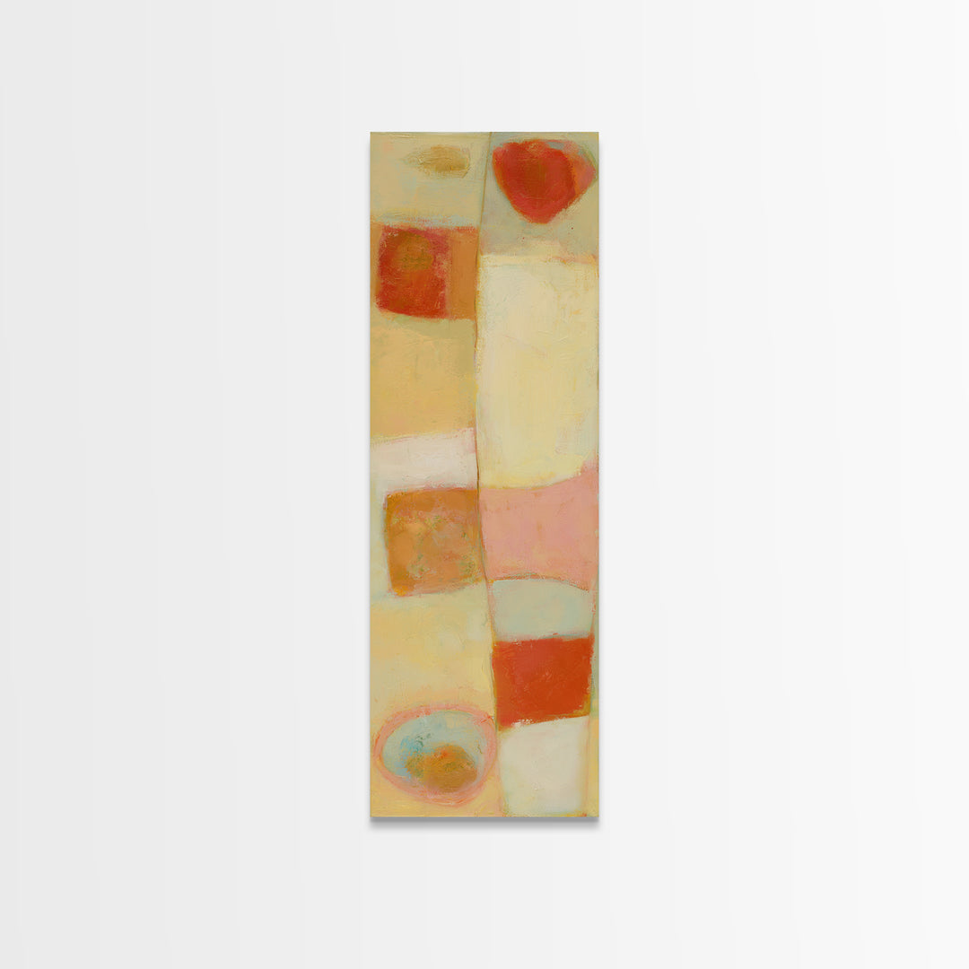 Abstract Appetite Friendly Red and Orange Shapes Canvas Print, Restaurant Art, Textured Painting, Restaurant Decor, Bistro, RES-1x3-53