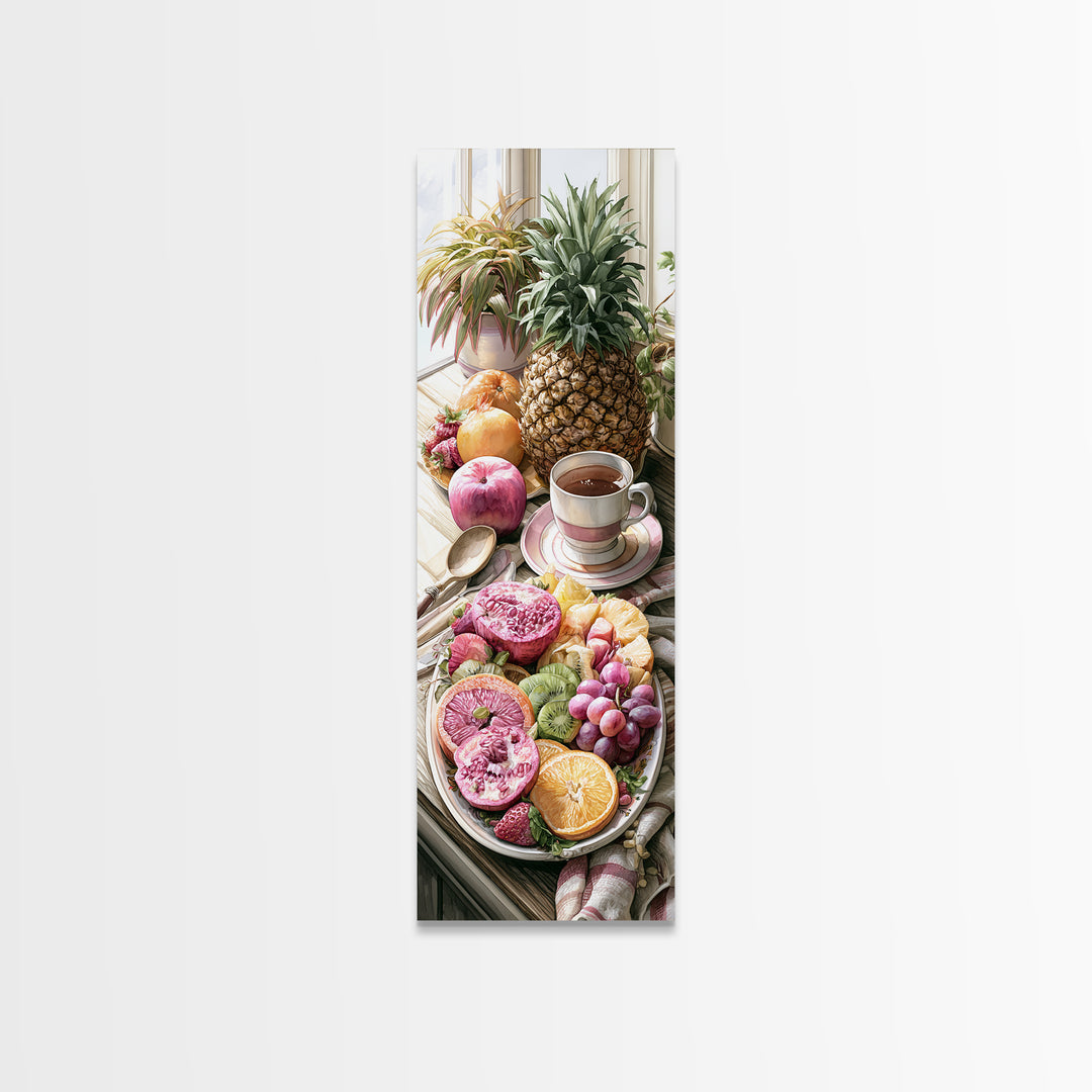 Tropical Fruit Platter Framed Canvas Print, Restaurant Art, Food Art, Restaurant Decor, Oil Painting, Bistro, Minimalist Decor, RES-1x3-54