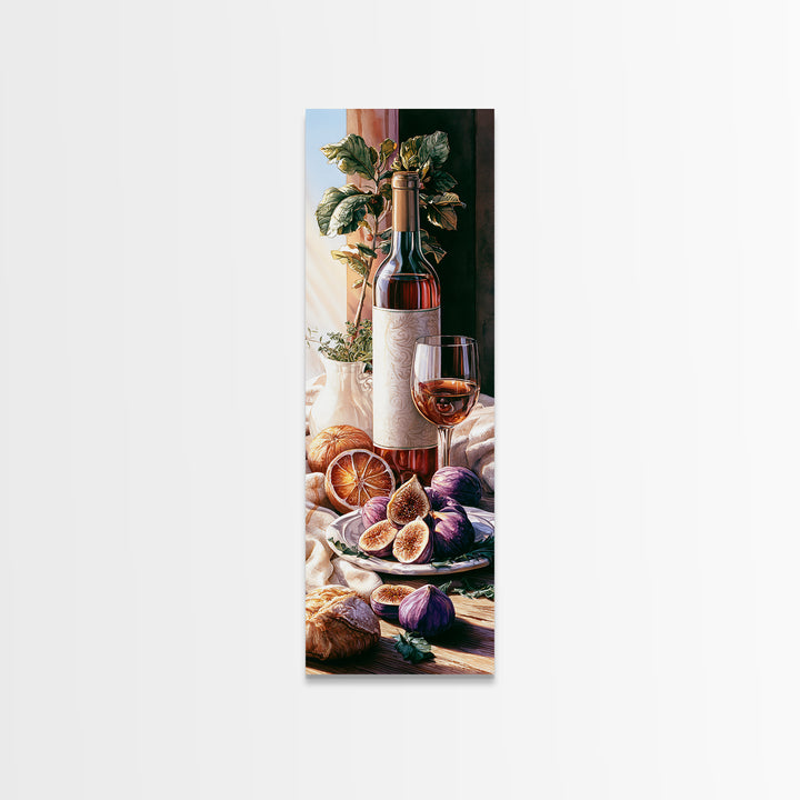 Wine Bottle and Figs Framed Canvas Print, Restaurant Art, Art Print, Restaurant Decor, Fine Art, Bistro, Kitchen Art, RES-1x3-61