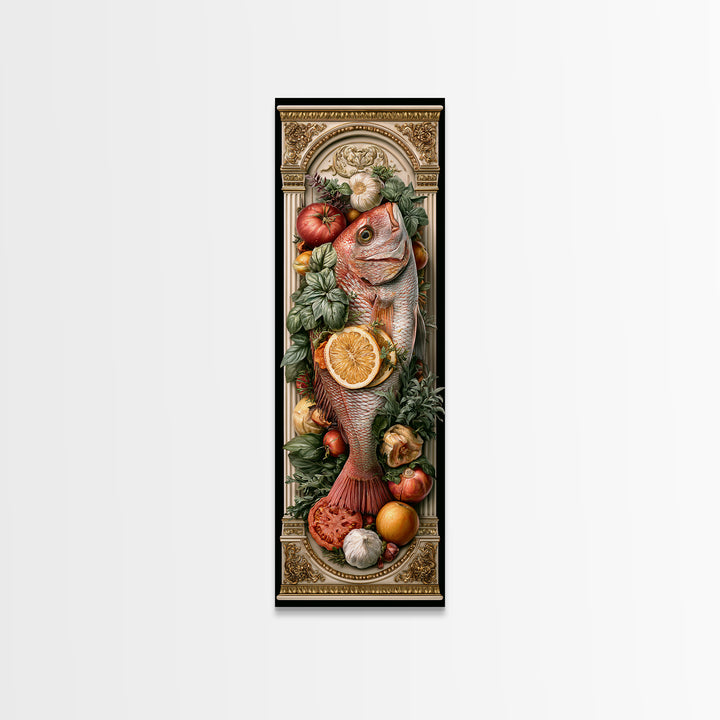 Fresh Fish with Lemon and Herbs Framed Canvas Print, Restaurant Art, Cool Wall Art, Restaurant Decor, Fine Art, Bistro, RES-1x3-83
