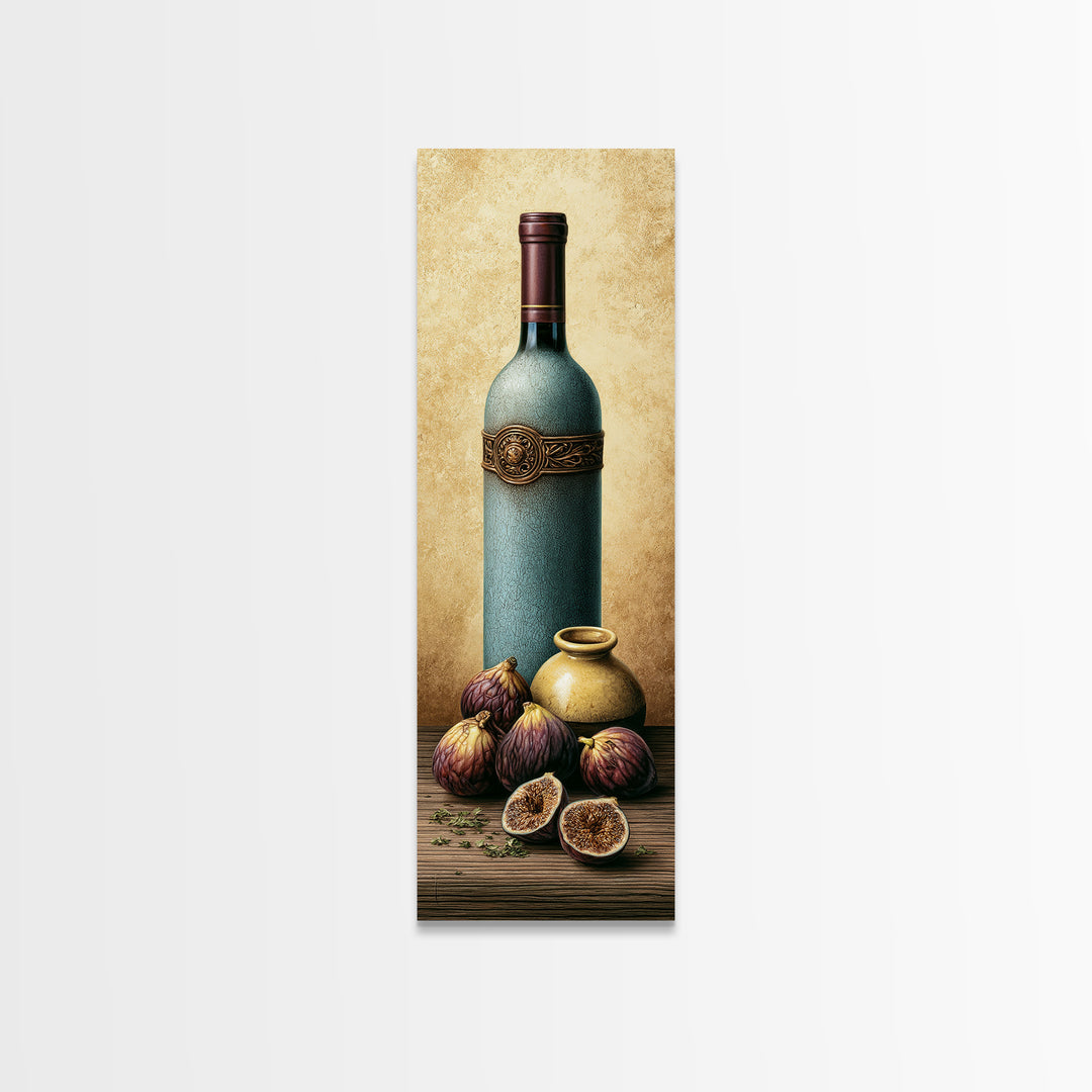 Wine Bottle and Figs Canvas Print, Restaurant Art, Canvas Wall Art, Restaurant Decor, Fine Art, Bistro, Bedroom Wall Art, RES-1x3-85
