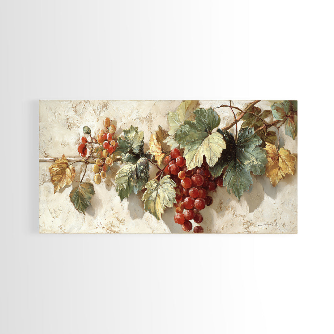 Wine Grapevine Botanical Study Framed Canvas Print, Restaurant Art, Wall Art Print, Restaurant Decor, Fine Art, Bistro, RES-2x1-11