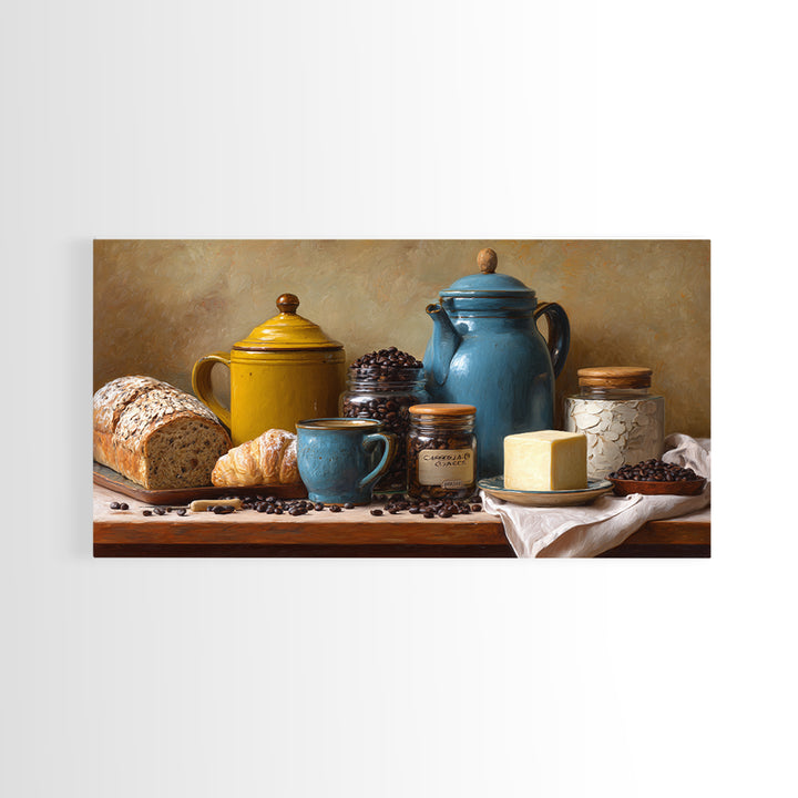 Coffee Beans and Pastry Arrangement Framed Canvas Print, Restaurant Art, Room Decor, Restaurant Decor, Fine Art, Bistro, RES-2x1-18
