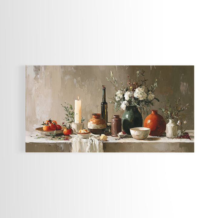 Elegant Table Objects Framed Canvas Print, Restaurant Art, Statement Artwork, Restaurant Decor, Fine Art, Bistro, Art Print, RES-2x1-20