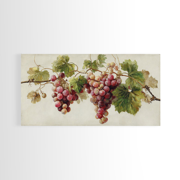 Wine Grapevine Botanical Study Framed Canvas Print, Restaurant Art, Wall Art, Restaurant Decor, Watercolor Art, Bistro, RES-2x1-35