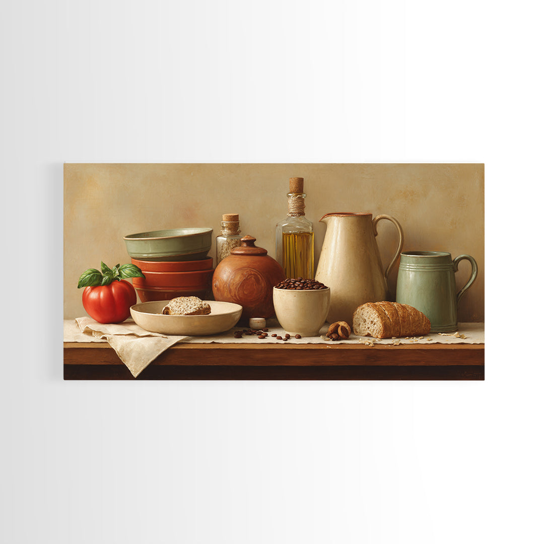 Coffee Beans and Pastry Arrangement Framed Canvas Print, Restaurant Art, Room Decor, Restaurant Decor, Fine Art, Bistro, RES-2x1-42